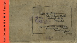 Awers przesyłki adresowanej do Józefa Foyer z Wielkiej Brytanii, IPN Ka 454/38, t. 1