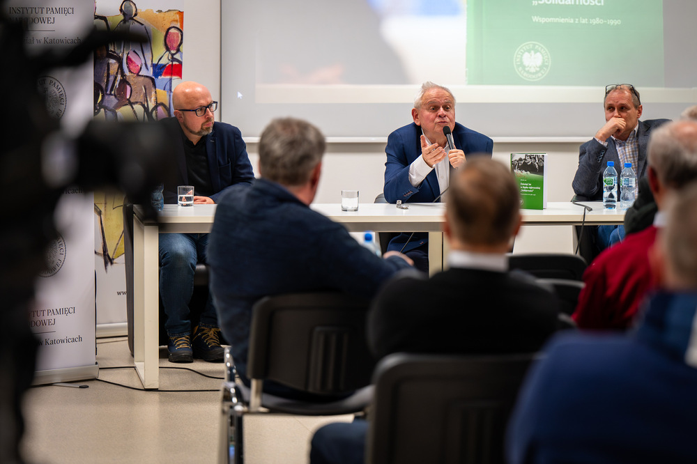 Promocja książki Michała Lutego „Dziesięć lat w Śląsko-Dąbrowskiej »Solidarności«. Wspomnienia z lat 1980–1990“ – Katowice, 7 grudnia 2023. Fot.: IPN K. Łojko