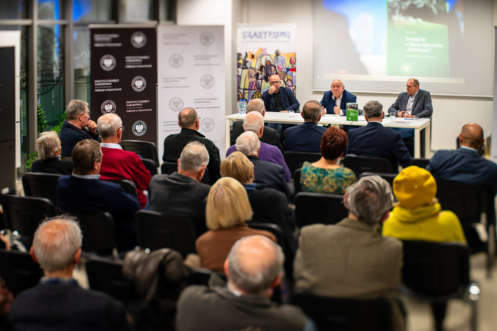 Promocja książki Michała Lutego „Dziesięć lat w Śląsko-Dąbrowskiej »Solidarności«. Wspomnienia z lat 1980–1990“ – Katowice, 7 grudnia 2023. Fot.: IPN K. Łojko