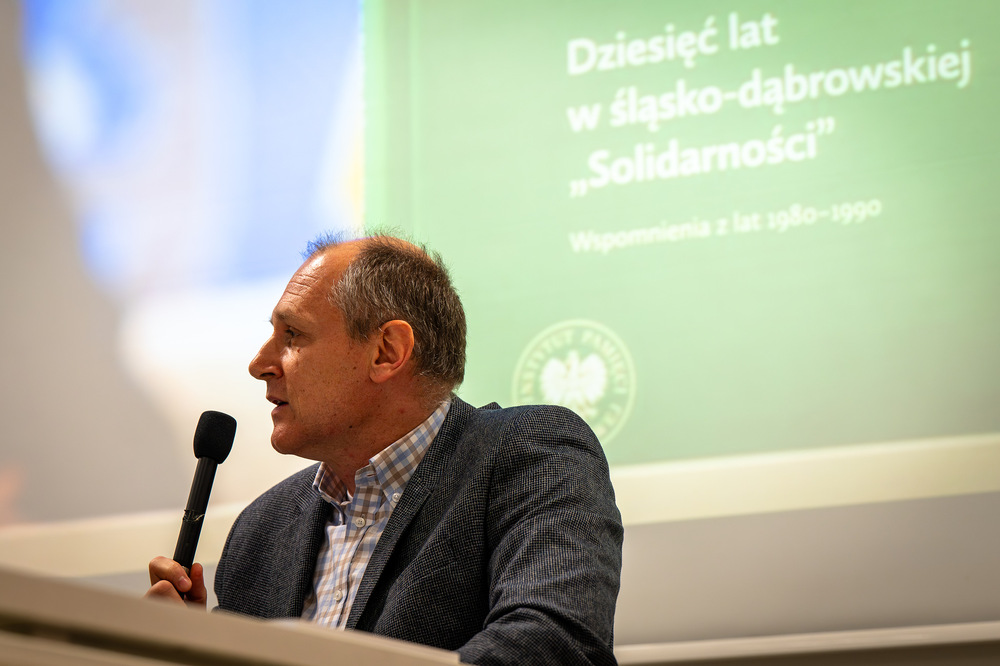 Promocja książki Michała Lutego „Dziesięć lat w Śląsko-Dąbrowskiej »Solidarności«. Wspomnienia z lat 1980–1990“ – Katowice, 7 grudnia 2023. Fot.: IPN K. Łojko