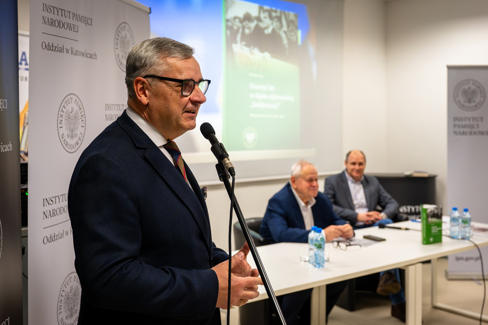 Promocja książki Michała Lutego „Dziesięć lat w Śląsko-Dąbrowskiej »Solidarności«. Wspomnienia z lat 1980–1990“ – Katowice, 7 grudnia 2023. Fot.: IPN K. Łojko
