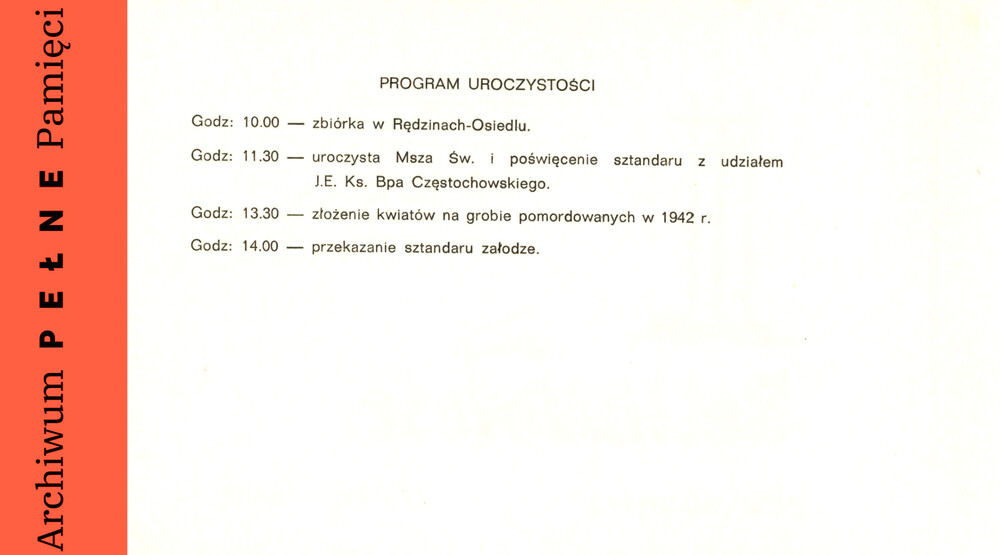 Zaproszenie na uroczystość poświęcenia sztandaru KZ NSZZ „Solidarność” w Zakładach Cementowo-Wapienniczych „Rudniki” w Rudnikach koło Częstochowy w dniu 13 grudnia 1981 r., sygn. IPN Ka 454/173