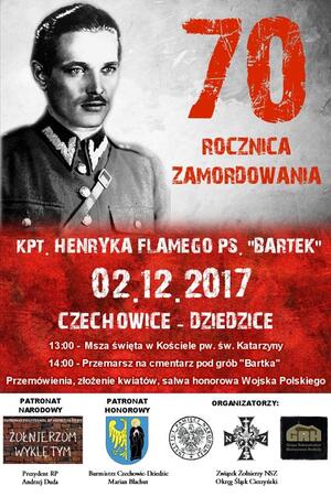 70. rocznica śmierci kapitana Henryka Flamego ps. „Bartek“ w Czechowicach.
